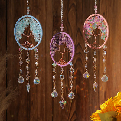 Olivenorma Amethyst Aquamarine Tourmaline Tree of Life Wind Chime