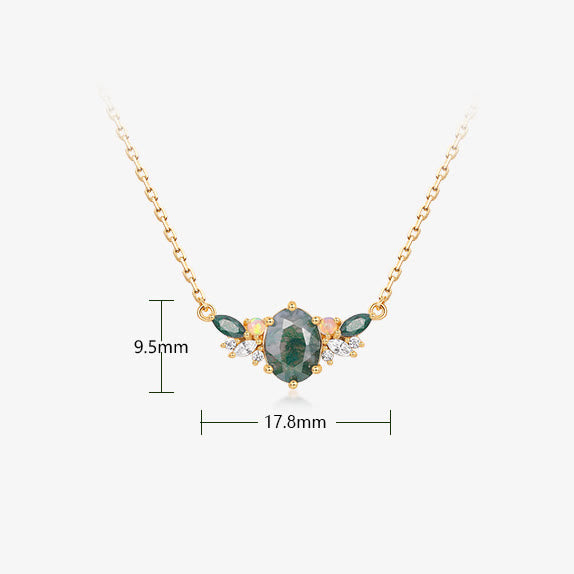 Olivenorma Natural Moss Agate Flower Crown Shape Necklace