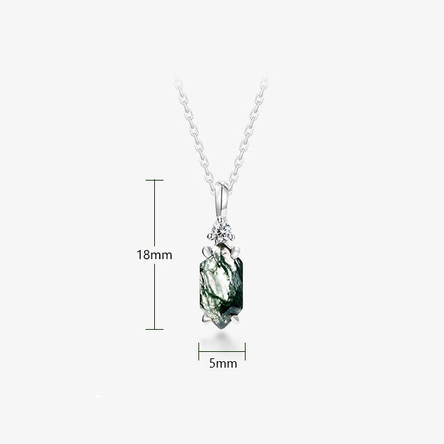 Olivenorma Moss Agate White Zircon Hexagon Pendant Necklace - image 9