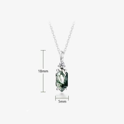 Olivenorma Moss Agate White Zircon Hexagon Pendant Necklace - image 9