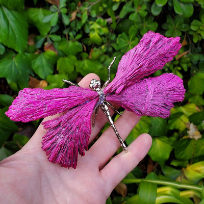 Olivenorma Electroplated Rose Red Tourmaline Dragonfly Gemstone Decoration