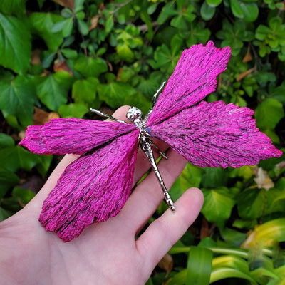 Olivenorma Electroplated Rose Red Tourmaline Dragonfly Gemstone Decoration