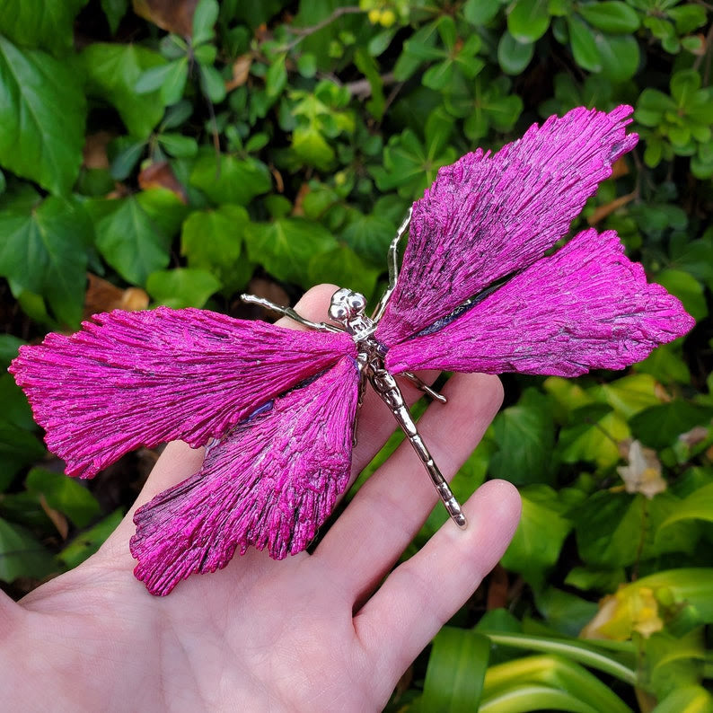 Olivenorma Electroplated Rose Red Tourmaline Dragonfly Gemstone Decoration