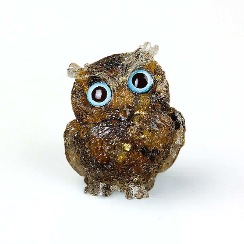 Olivenorma Wise Guardian Crystal Owl  Figurine Gemstone Decoration - Tiger Eye+Foil - 2.08''(L) * 1.57''(W) * 1.45''(H) - image 7