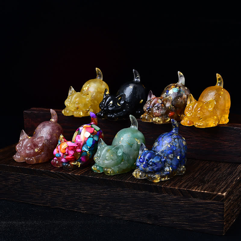 Olivenorma Playful Blessing Crystal Cat Figurine Gemstone Decoration - image 3