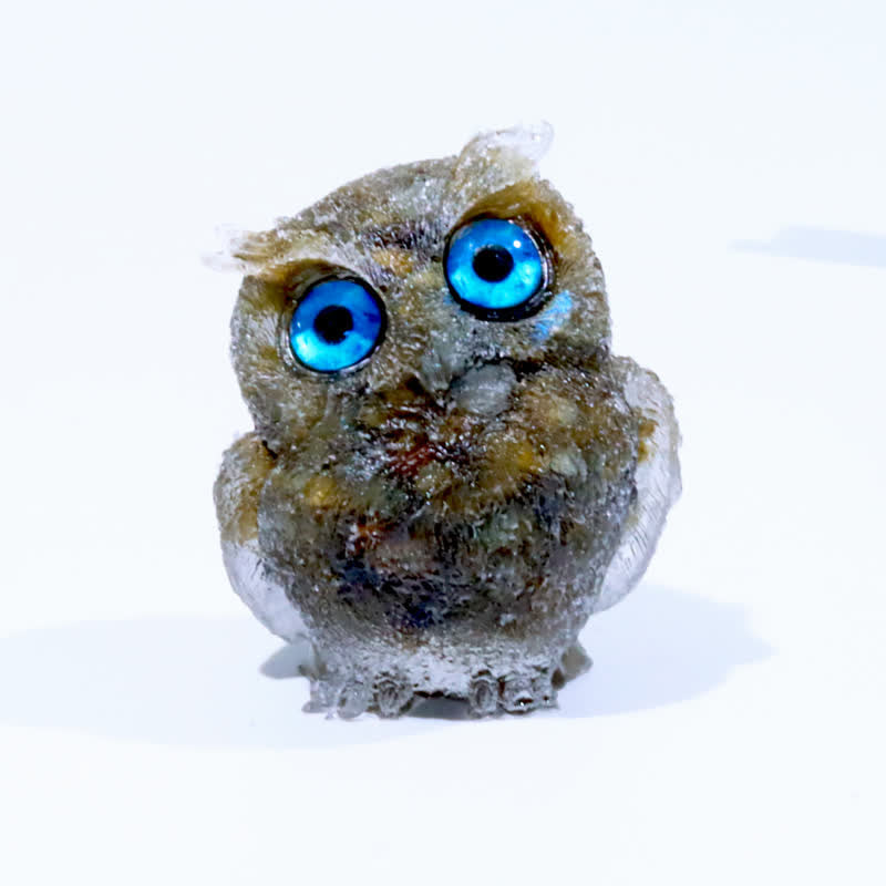 Olivenorma Wise Guardian Crystal Owl  Figurine Gemstone Decoration - Labradorite#Blue Eye - 2.08''(L) * 1.57''(W) * 1.45''(H) - image 90