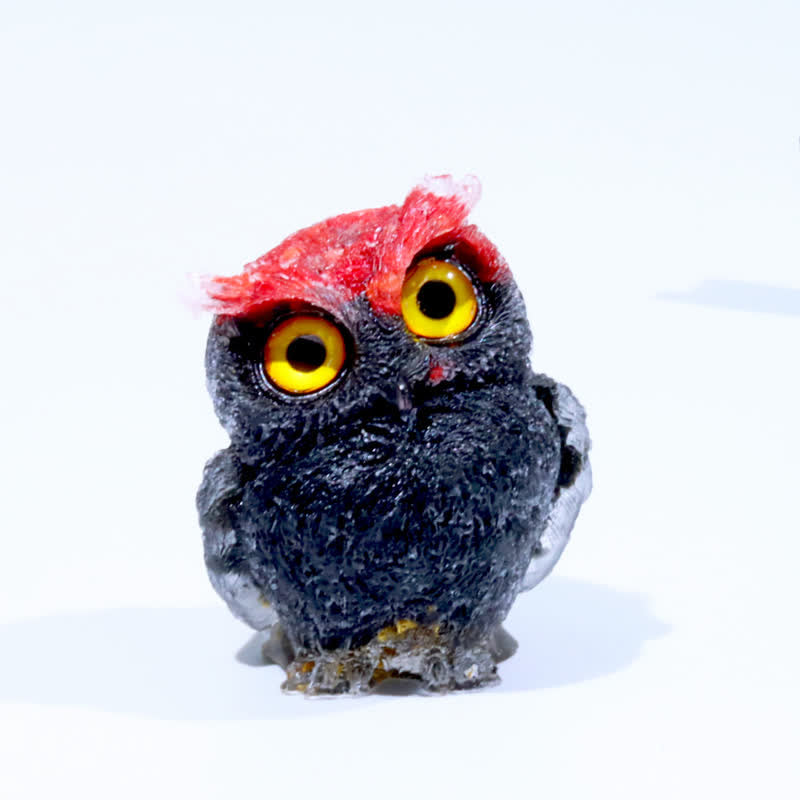 Olivenorma Wise Guardian Crystal Owl  Figurine Gemstone Decoration - Red Coral & Obsidian - 2.08''(L) * 1.57''(W) * 1.45''(H) - image 87