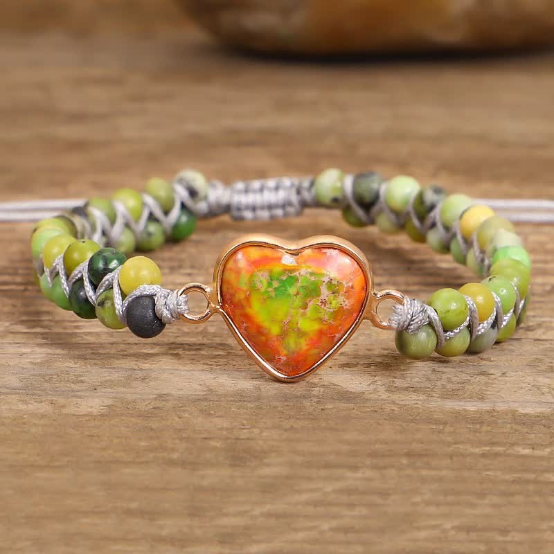 Olivenorma Heart Emperor Stone Natural Quartz Healing Braided Bracelet