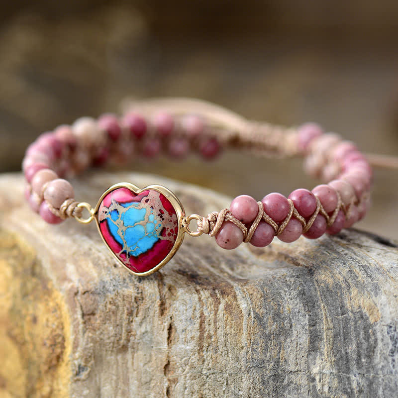 Olivenorma Heart Emperor Stone Natural Quartz Healing Braided Bracelet