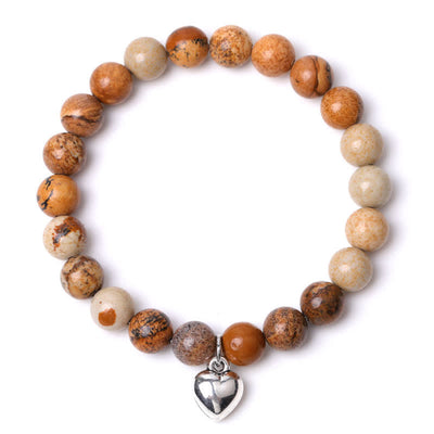 Olivenorma Heart Natural Stone Quartz Healing Balance Bracelet