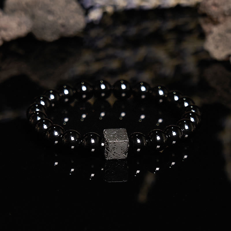 Olivenorma Cube Cut Lava Stone Beaded Bracelet