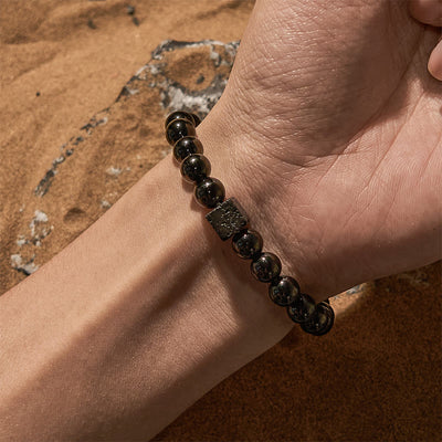 Olivenorma Cube Cut Lava Stone Beaded Bracelet