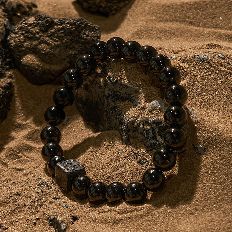 Olivenorma Cube Cut Lava Stone Beaded Bracelet