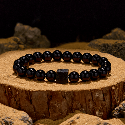 Olivenorma Cube Cut Lava Stone Beaded Bracelet