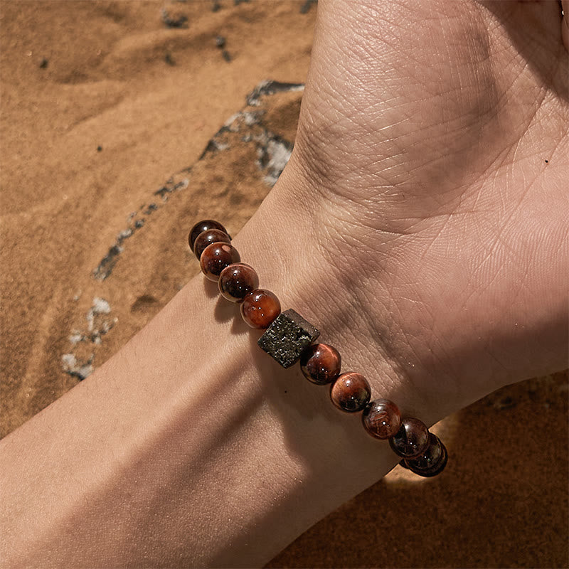 Olivenorma Cube Cut Lava Stone Beaded Bracelet