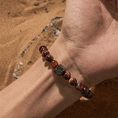 Olivenorma Cube Cut Lava Stone Beaded Bracelet
