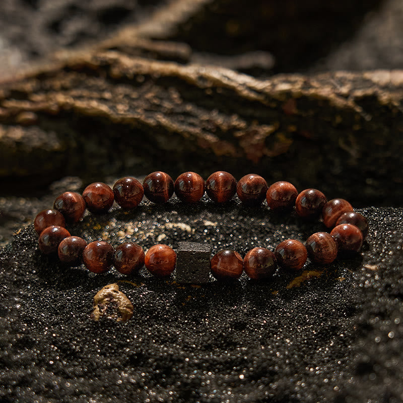 Olivenorma Cube Cut Lava Stone Beaded Bracelet