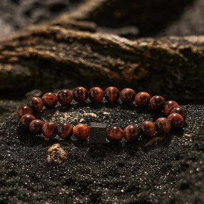 Olivenorma Cube Cut Lava Stone Beaded Bracelet