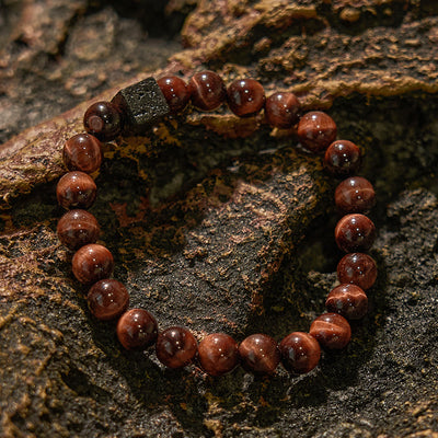 Olivenorma Cube Cut Lava Stone Beaded Bracelet