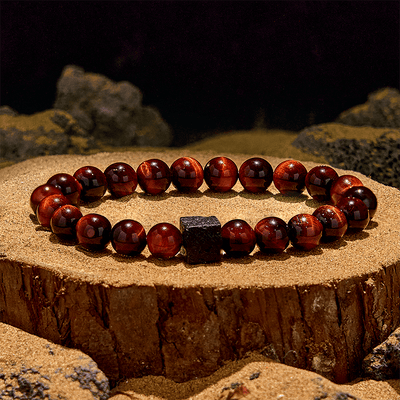 Olivenorma Cube Cut Lava Stone Beaded Bracelet