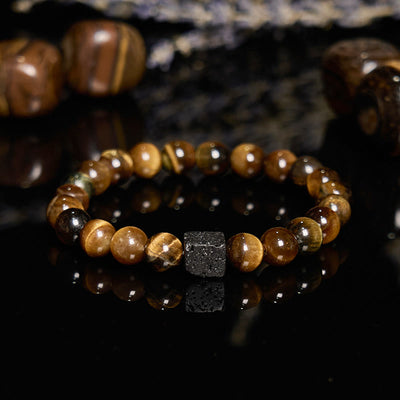 Olivenorma Cube Cut Lava Stone Beaded Bracelet