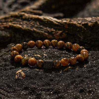 Olivenorma Cube Cut Lava Stone Beaded Bracelet