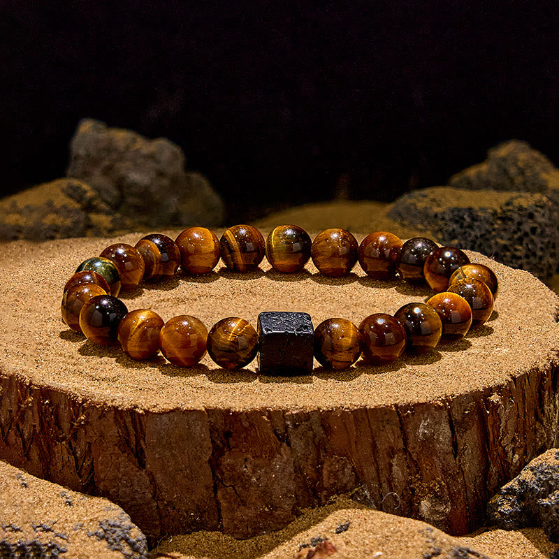 Olivenorma Cube Cut Lava Stone Beaded Bracelet