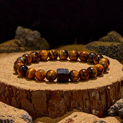 Olivenorma Cube Cut Lava Stone Beaded Bracelet