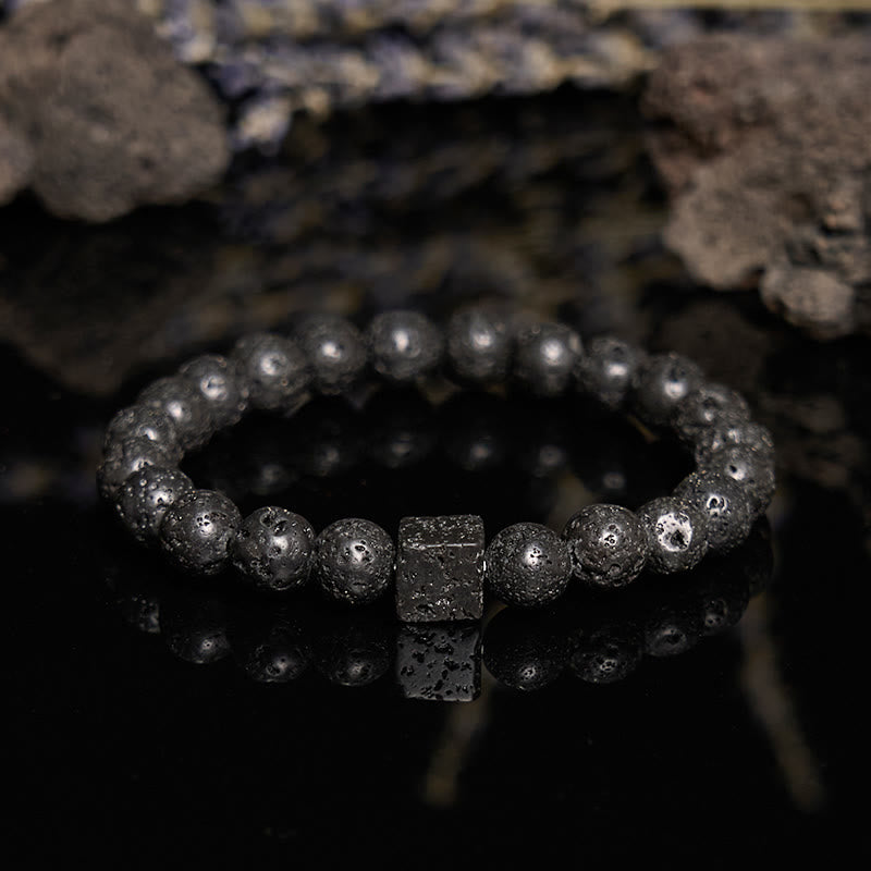 Olivenorma Cube Cut Lava Stone Beaded Bracelet