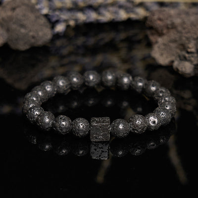Olivenorma Cube Cut Lava Stone Beaded Bracelet