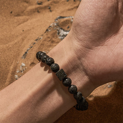 Olivenorma Cube Cut Lava Stone Beaded Bracelet