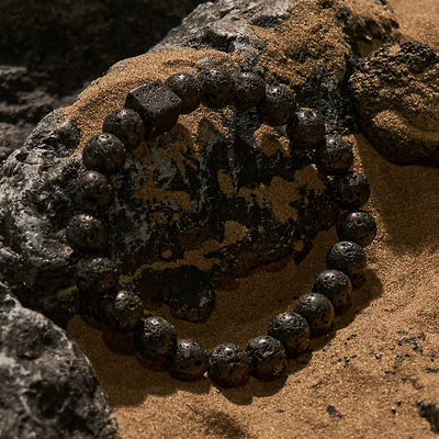 Olivenorma Cube Cut Lava Stone Beaded Bracelet
