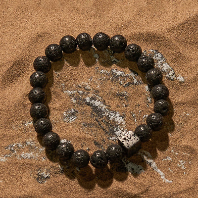 Olivenorma Cube Cut Lava Stone Beaded Bracelet