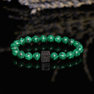 Olivenorma Cube Cut Lava Stone Beaded Bracelet