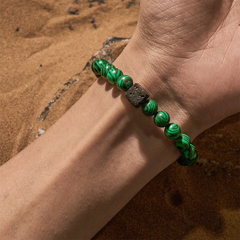 Olivenorma Cube Cut Lava Stone Beaded Bracelet