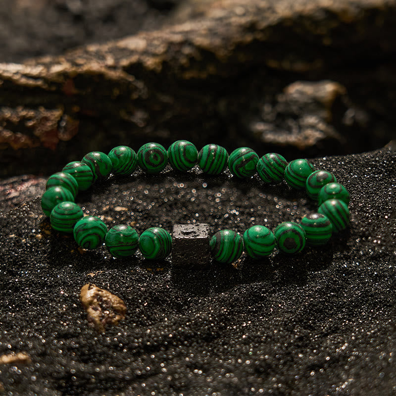Olivenorma Cube Cut Lava Stone Beaded Bracelet