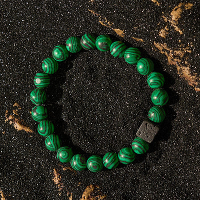 Olivenorma Cube Cut Lava Stone Beaded Bracelet
