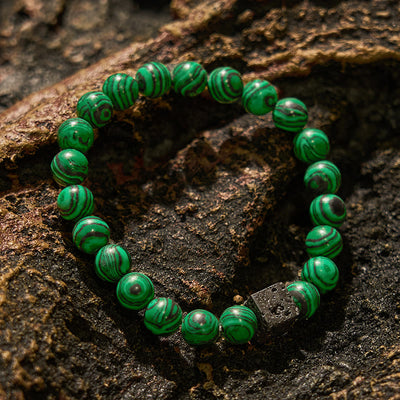 Olivenorma Cube Cut Lava Stone Beaded Bracelet