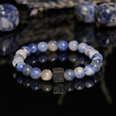 Olivenorma Cube Cut Lava Stone Beaded Bracelet