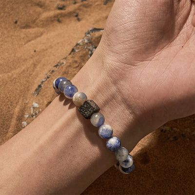 Olivenorma Cube Cut Lava Stone Beaded Bracelet