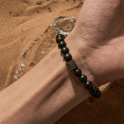 Olivenorma Cube Cut Lava Stone Beaded Bracelet