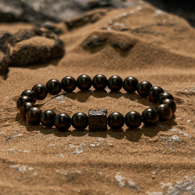 Olivenorma Cube Cut Lava Stone Beaded Bracelet
