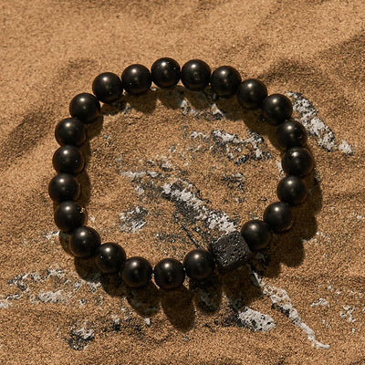 Olivenorma Cube Cut Lava Stone Beaded Bracelet