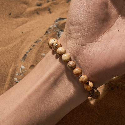Olivenorma Cube Cut Lava Stone Beaded Bracelet