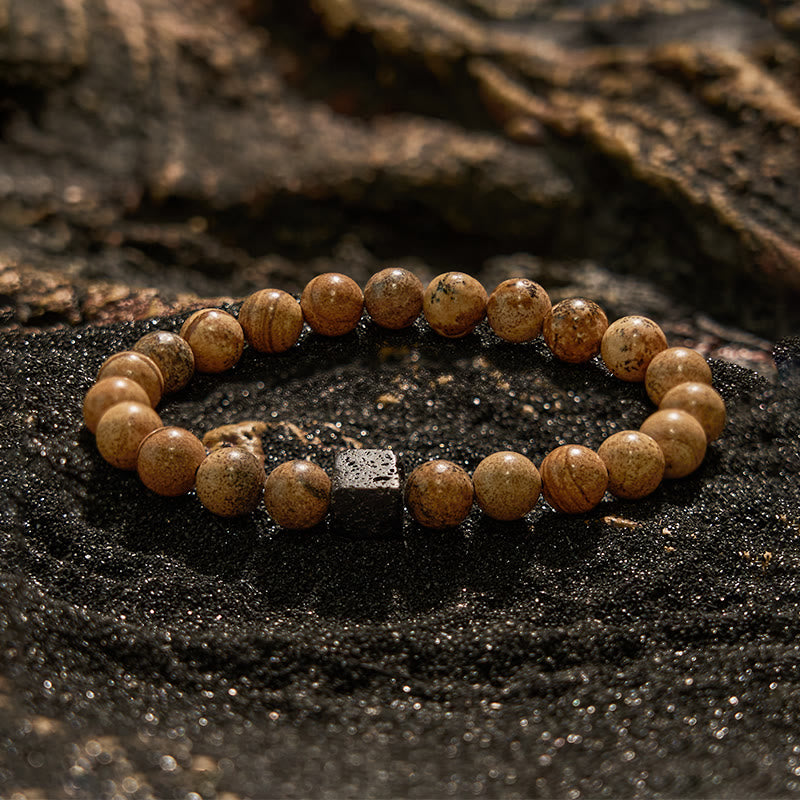 Olivenorma Cube Cut Lava Stone Beaded Bracelet