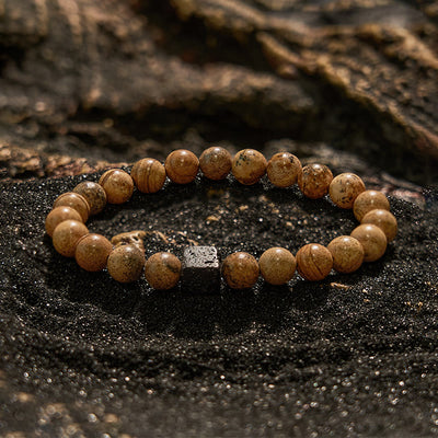 Olivenorma Cube Cut Lava Stone Beaded Bracelet