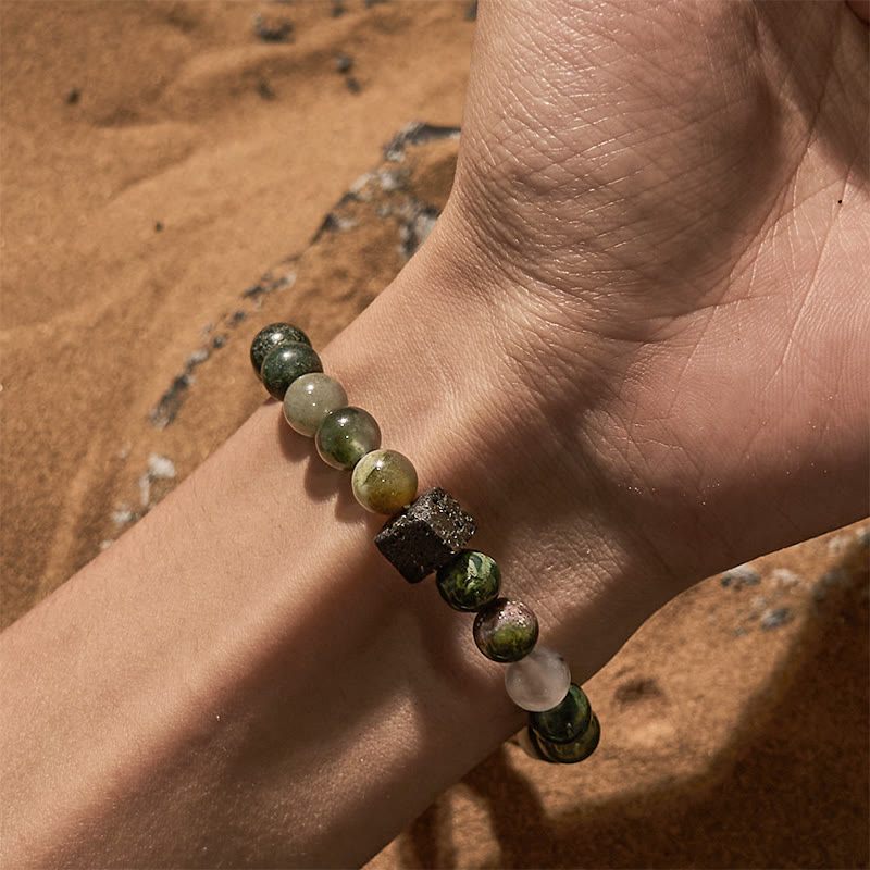 Olivenorma Cube Cut Lava Stone Beaded Bracelet