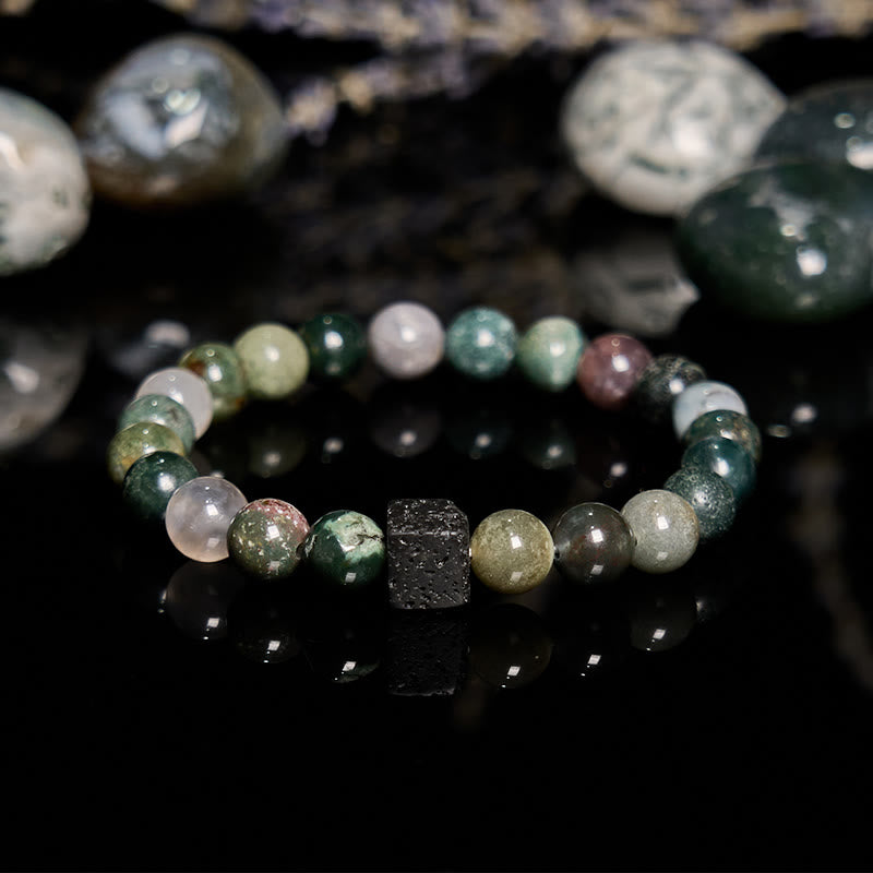 Olivenorma Cube Cut Lava Stone Beaded Bracelet