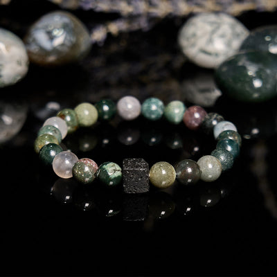 Olivenorma Cube Cut Lava Stone Beaded Bracelet