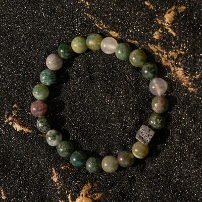 Olivenorma Cube Cut Lava Stone Beaded Bracelet